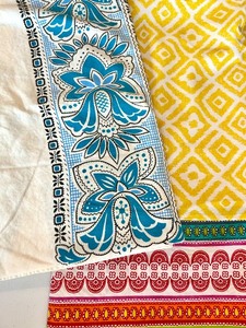 lot 121 image: Set of 2 Colorful Cotton Tablecloths with Floral and Geometric Patterns