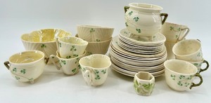lot 140 image: Belleek Harp Shamrock Pattern Irish Porcelain Dinnerware Collection