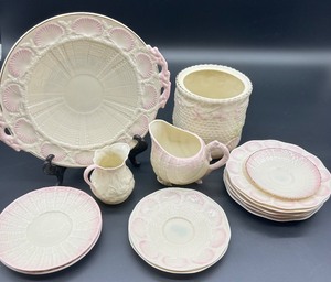 lot 167 image: Belleek Neptune Pink Shell, New Shell and Lotus Pattern Porcelain Tableware Collection