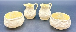 lot 171 image: Set of 4 Belleek Lotus Pattern Creamers and Bowls