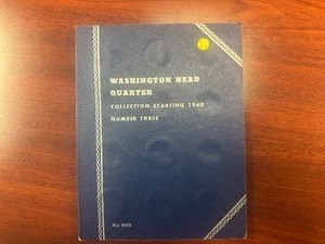 lot 71 image: Three 90% Silver and Ten Clad Washington Quarters in Whitman Book