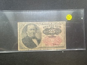 lot 82 image: Rare 1874 Twenty Five Cent Fractional Currency