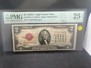 lot 83 image: 1928D $2.00 Graded Red Legal Tender Note PMG Very Fine 25 EPQ