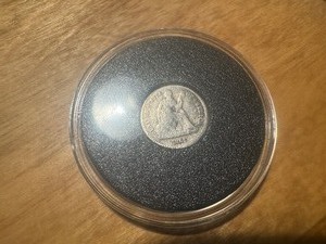 lot 91 image: 1861 Silver Seated Liberty Half Dime