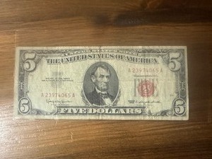 lot 92 image: 1963 Red Seal $5 Bill