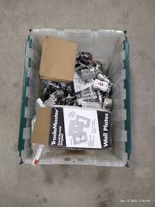 lot 27 image: Tote of Electrical Parts - Outlets, Etc