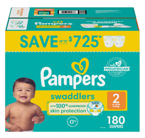 lot 112 image: Pampers Swaddlers Diapers, Size 2, 180 Count