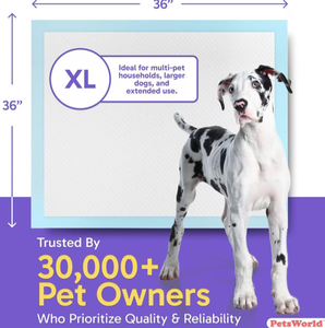 lot 118 image: PetsWorld X-Large Dog Training & Potty Pads, 36 x 36-in, Unscented, 150 count