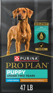 lot 130 image: Purina Pro Plan High Protein Chicken & Rice Formula Large Breed Dry Puppy Food, 47-lb bag