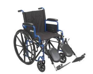 lot 79 image: Drive Medical Blue Streak Wheelchair with Flip Back Desk Arms, Elevating Leg Rests
