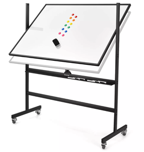 lot 136 image: Costway 48x36 Mobile Magnetic Double-Sided Reversible Whiteboard Height Adjust