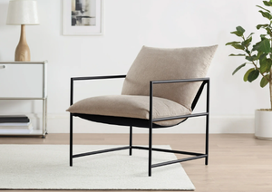 lot 144 image: Mainstays Metal Framed Sling Accent Chair, Oatmeal