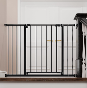 lot 162 image: InnoTruth Baby Gate for Stairs 28.9-42.1 Wide, 30 Tall Easy Step Walk Through Expandable Dual Lock Dog Gates for The House