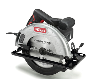 lot 446 image: Hyper Tough 12 Amp Corded 7-14 inch Circular Saw with Steel Plate Shoe, Adjustable Bevel, Blade & Rip Fence