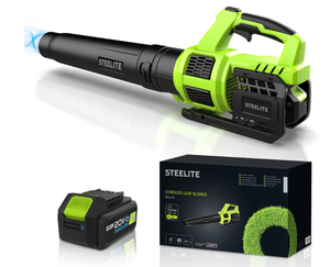 lot 207 image: Steelite 21V Cordless Leaf Blower,120 MPH 480 CFM,Electric Lightweight Blower with 4.0Ah Battery Pack and Charger,for Lawn Care, Patio Cleaning, Blowing Leaves and Dust