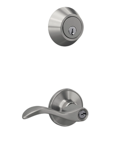 lot 220 image: First Secure by Schlage Deadbolt and Keyed Entry Presley Lever Silver