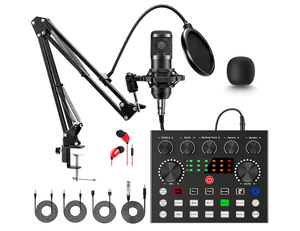 lot 489 image: Podcast Equipment Bundle, BM-800 Mic Kit with Live Sound Card, Podcast Microphone Bundle with Studio Microphone, Recording Studio Equipment for Live Streaming, Broadcasting
