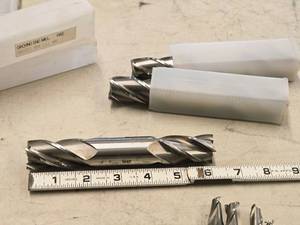 lot 876 image: Lot of (3) 4 Flute Double Sided HSS Ground End Mill - 1x1-M42