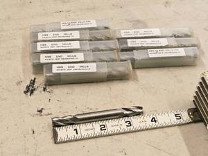 lot 861 image: Lot of (9) Shars HSS 4 Flute Double Sided HSS End Mill - 38x38x34x3-12 404-6076