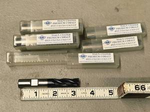 lot 894 image: Lot of (7) Allied Machine & Engineering Tialn Coated Premium Cobalt 4 Flute Roughing End Mill - 12x12x1-14x3-14