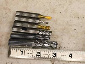 lot 905 image: Lot of (6) 3 Flute Carbide End Mill - 14, 18, 12, 316, 38, 3mm