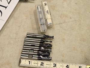 lot 908 image: Lot of (8) 2 Flute Carbide End Mill - 14 (x1), 18 (x1), 38 (x4), 516 (x2)