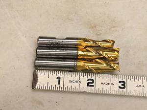 lot 918 image: Lot of (3) 2 Flute Titanium Nitride Coated HSS End Mill - 716 (x2), 516 (x1)