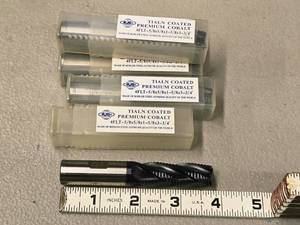 lot 896 image: Lot of (7) Allied Machine & Engineering Tialn Coated Premium Cobalt 4 Flute Roughing End Mill - 58x58x1-58x3-34