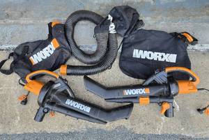 lot 131 image: Pair of Working WORX Blower Vacs wBags