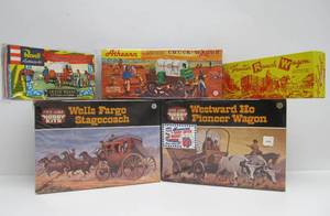 lot 70 image: 5 New in Box Unbuilt Old Western Model Kits 
