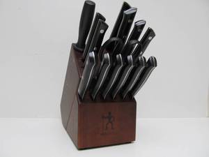 lot 85 image: Quality New or Like-New HENCKELS Cutlery Knife Set wKnife Block