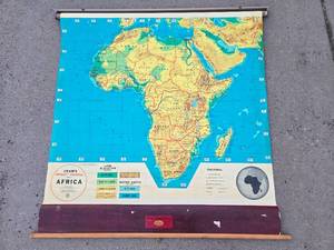 lot 99 image: Great Looking Old Vintage Pull Down CRAMS SchoolClassroom Map - Africa