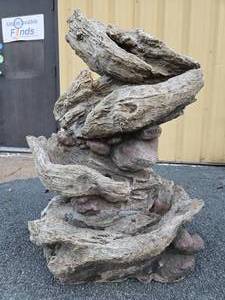 lot 272 image: LARGE IndoorOutdoor Faux Driftwood & Stone Fountain Water Feature