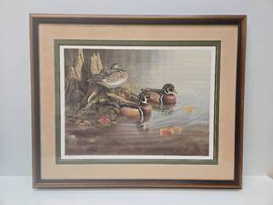lot 257 image: Framed signed Numbered Wildlife Print wDucks