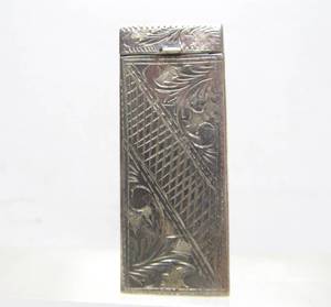 lot 203 image: Ornate Antique Etched Sterling Silver Match Holder
