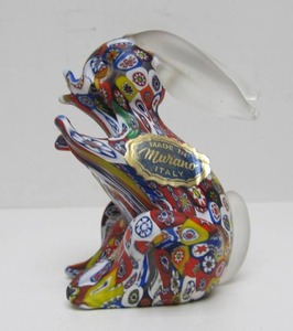 lot 217 image: Smaller 3 Vintage MURANO Handmade Millefiori Glass Rabbit Sculpture