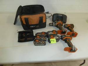 lot 41 image: Ridgid Cordless Drill & Driver Set x 2