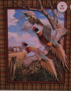 lot 39 image: Pheasant and Moose Fabric Panels