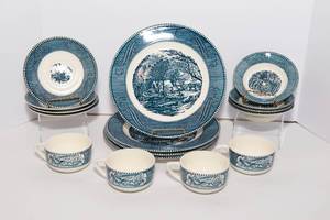 lot 30 image: Currier & Ives The Old Grist Mill by Royal  16-Piece Set