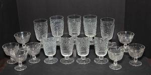 lot 62 image: Caprice Clear Pressed Glassware by Cambridge  16 Pieces