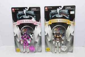 lot 66 image: Bandai 1995 Mighty Morphin Power Rangers Movie Edition Action Figures  Pink & White Ranger (Sealed)