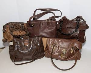 lot 70 image: Lot of 5 Brown-Tone Purses  Mixed Brands