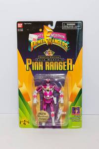lot 94 image: Bandai 1995 Mighty Morphin Power Rangers Special Edition Auto-Morphin Pink Ranger Action Figure  Sealed