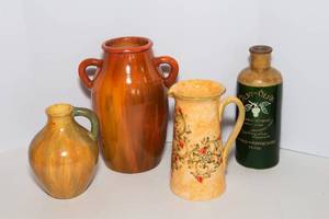 lot 157 image: Set of 4 Decorative Pitchers & Vases  Pier 1 & Italian