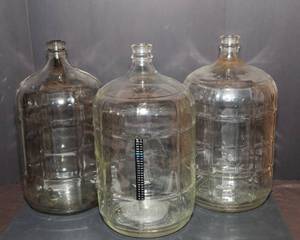 lot 176 image: Set of 3 Glass Carboy Jugs  20 Tall x 10 Diameter