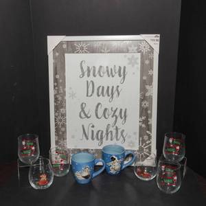 lot 177 image: Holiday Artwork, Wine Glasses & Mugs