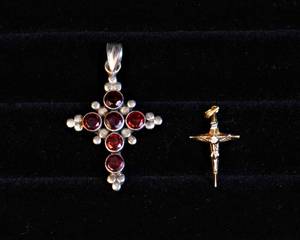 lot 169 image: Two Cross Pendants  925 Silver & 14K Gold