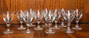 lot 197 image: Fostoria 11-Piece Sherry Glasses  Clear Etched Wheat Design
