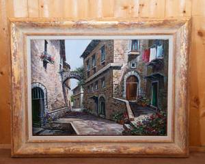lot 1 image: Handpainted Italian Artwork on Canvas  27.5 x 19.5
