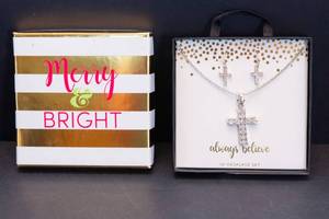 lot 214 image: Cross Necklace & Earrings Set with Gift Box